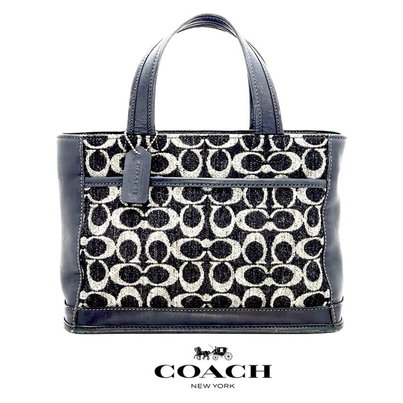 *RARE* Vintage Coach! 🖤 2000 Wool & Leathered Tote - Picture 1 of 15
